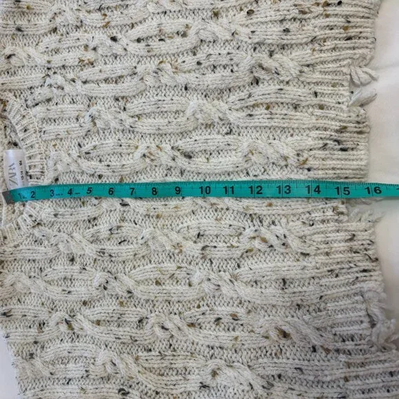 ZARA KID'S GIRL Cream Flecked Distressed Cropped Cable-Knit Sweater, 13-14 Years - Picture 8 of 14